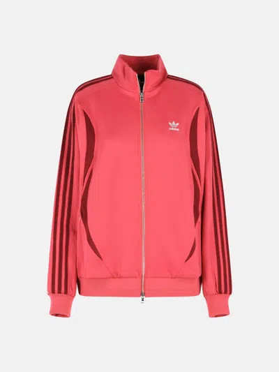 Adidas Originals 'track' Sweatshirt In Pink Cotton Blend In Red
