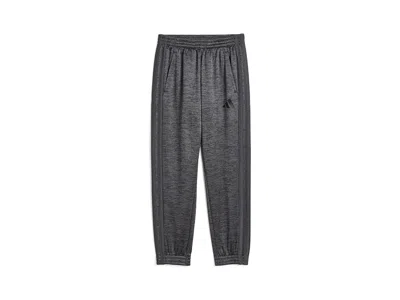 Adidas Originals Training Essential 3-stripe Fleece Joggers (toddler/little Kid) Boy's Casual Pants Dark Grey Heather In Gray