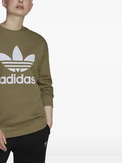 Adidas Originals Trefoil Crew-neck Sweatshirt In Green