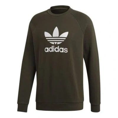 Adidas Originals Trefoil Crew Sports Printing Round Neck Pullover Green