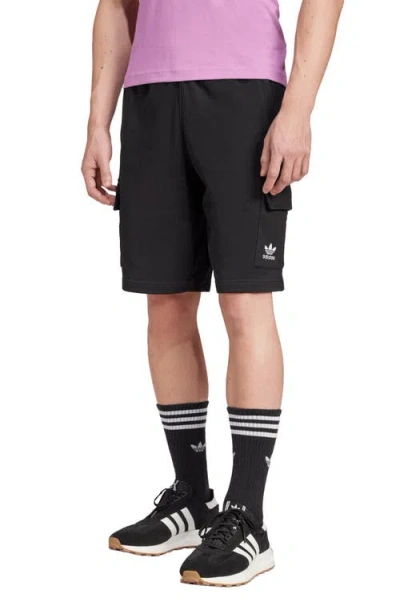 Adidas Originals Trefoil Essentials Cotton Cargo Shorts In Black