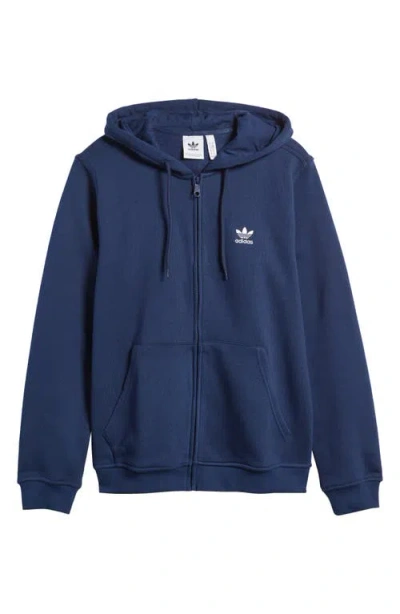 Adidas Originals Trefoil Essentials Fleece Zip Hoodie In Blue