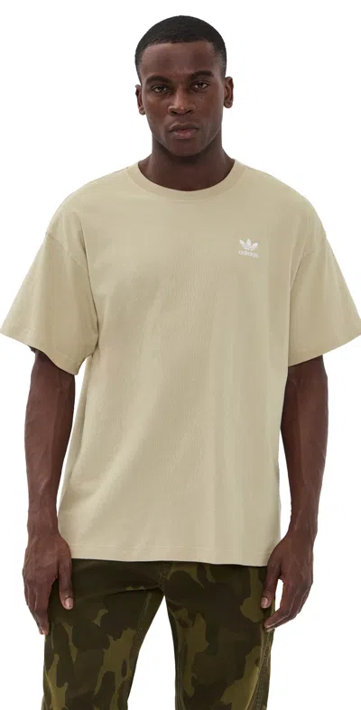 Adidas Originals Trefoil Essentials Oversized Tee Stone Khaki In Brown