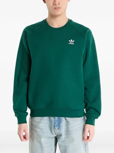 Adidas Originals Trefoil Essentials Sweater In Green