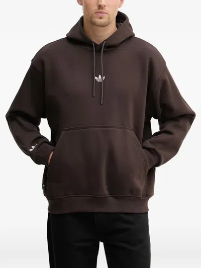 Adidas Originals Trefoil Graphic-print Hoodie In Brown