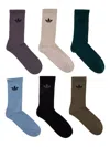 Adidas Originals Trefoil-logo Ribbed Socks (pack Of Six) In Multi