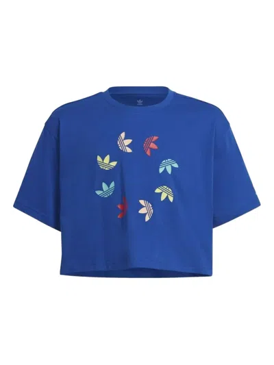 Adidas Originals Kids' Trefoil-logo T-shirt In Blue