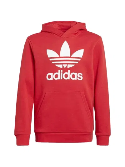 Adidas Originals Kids' Trefoil Pouch-pocket Hoodie In Red