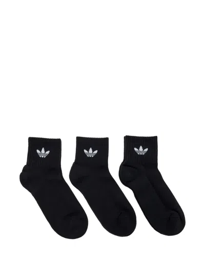Adidas Originals Trefoil Ribbed Socks In Black