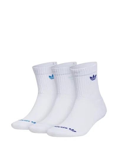 Adidas Originals Trefoil Ribbed-knit Socks In White