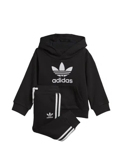 Adidas Originals Kids' Trefoil-logo Hoodie Set In Black