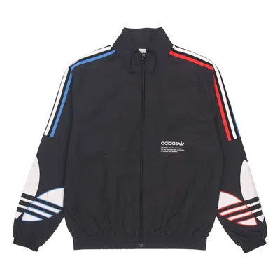 Adidas Originals Tricol Tt Embroidered Logo Stand Collar Sports Jacket Black