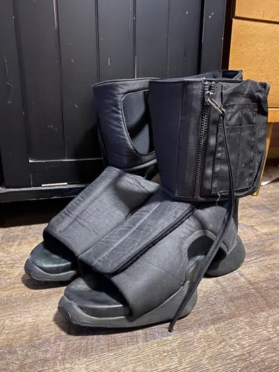 Pre-owned Adidas Originals Triple Black Cargo Sandals