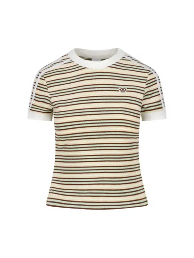 Adidas Originals Summer Glow Striped Logo-embroidered T-shirt In Yellow