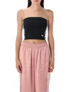 Adidas Originals Short Top Strapless Side Stripe Detail In Black