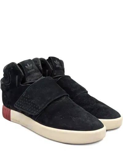 Adidas Originals Tubular Invader Strap Sneakers In Black