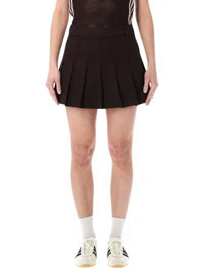 Adidas Originals Twill Pleated Mini Skirt In Brown