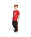 Adidas Originals Two-piece Layered Cotton Tee Pant Set In Better Scarlet