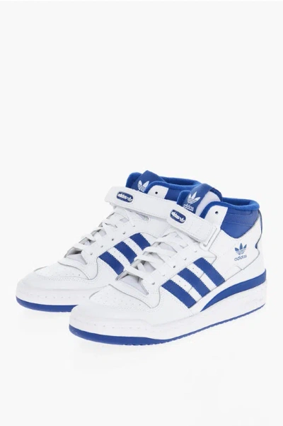 ADIDAS ORIGINALS TWO-TONE LEATHER FORUM HIGH-TOP SNEAKERS WITH TOUCH STRAP CL