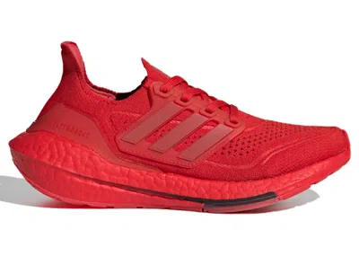 Pre-owned Adidas Originals Ultra Boost 21 J Sneakers In Vivid Red/core Black