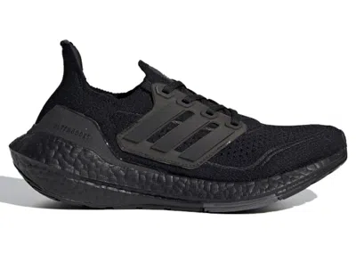 Pre-owned Adidas Originals Ultra Boost 21 J Triple Black Sneakers In Core Black