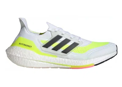 Pre-owned Adidas Originals Ultra Boost 21 White Solar Green (women's) Sneakers In Cloud White/core Black/solar Yellow