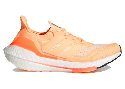 Pre-owned Adidas Originals Ultra Boost 21 White (women's) Sneakers In Acid Orange/footwear White/cream White