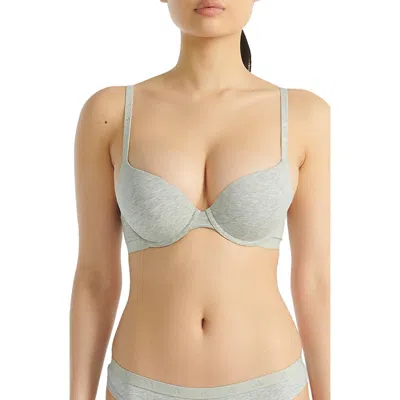 Adidas Originals Underwire Stretch Cotton Push-up T-shirt Bra In Gray