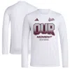 ADIDAS ORIGINALS UNISEX ADIDAS  WHITE MISSISSIPPI STATE BULLDOGS 2024 ON-COURT BENCH OUR MOMENT LONG SLEEVE T-SHIRT