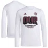 ADIDAS ORIGINALS UNISEX ADIDAS  WHITE TEXAS A&M AGGIES 2024 ON-COURT BENCH OUR MOMENT LONG SLEEVE T-SHIRT