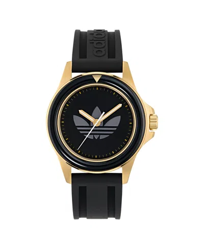 Adidas Originals Unisex Analog Black Silicone Watch, 44mm