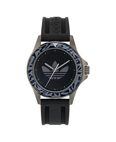 Adidas Originals Unisex Analog Black Silicone Watch, 44mm