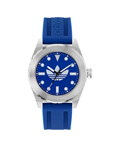 Adidas Originals Unisex Analog Blue Silicone Watch, 44mm