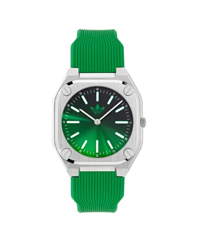 Adidas Originals Unisex Analog Green Silicone Watch, 39mm