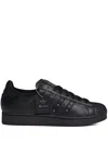 Adidas Originals Womens Core Black Carbon Iron M Superstar Ii Leather Trainers In Black