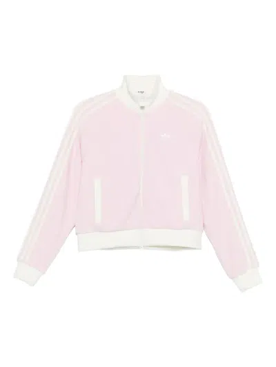 Adidas Originals Velour Zipped Sweatshirt In Pink