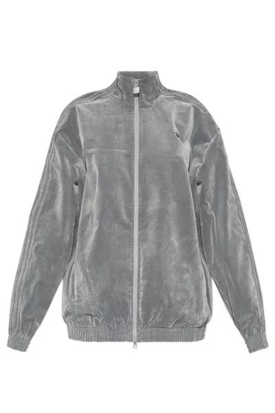 ADIDAS ORIGINALS ADIDAS ORIGINALS VELVET SWEATSHIRT WITH A LOGO-SHAPED APPLIQUÉ.