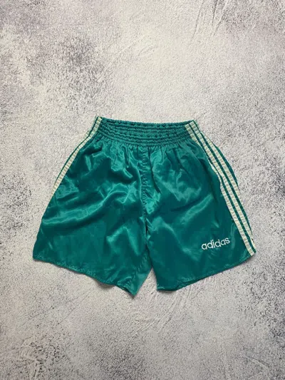 Pre-owned Adidas Originals Vintage Adidas Retro Nylon Shorts 90's Embroidered Logo In Green