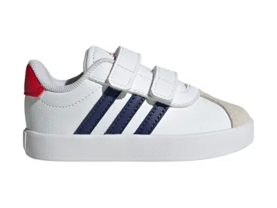 Pre-owned Adidas Originals Vl Court 3.0 Sneakers In Cloud White/dark Blue/better Scarelet Red