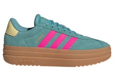 Pre-owned Adidas Originals Vl Court Bold (women's) Sneakers In Powder Teal/shock Pink/powder Yellow
