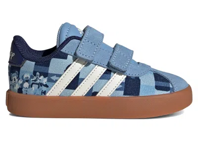Pre-owned Adidas Originals Vl Court Disney Mickey Mouse Avatar Sneakers In Ash Blue/off White/crew Blue In Multi
