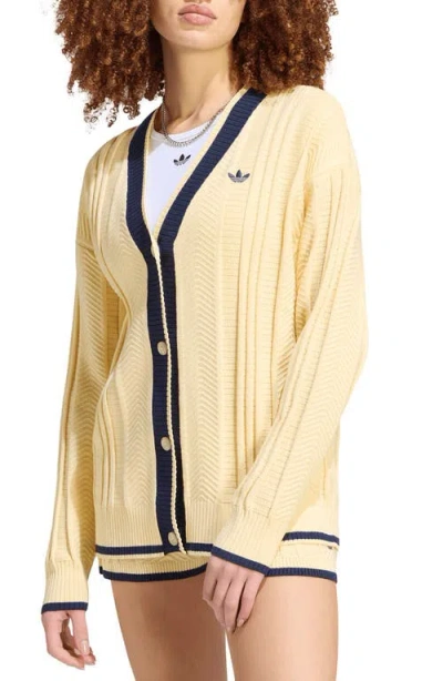 Adidas Originals V-neck Cardigan In Warm Vanilla