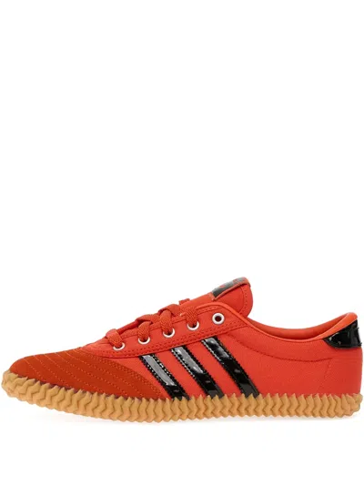 Adidas Originals Volley Plimsole Three-stripe Sneakers In Orange
