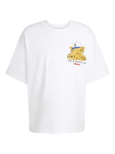 Adidas Originals Wabash Leopard-graphic T-shirt In White