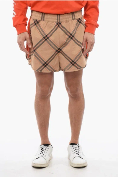 Adidas Originals Adidas By Wales Bonner Beige Shorts With Check Pattern In Cotton In Multi