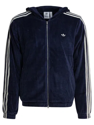 Adidas Originals Adidas X Wales Bonner Velour Zipped Track Jacket In Blue