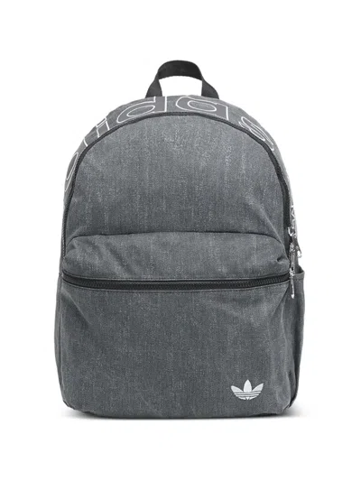 Adidas Originals Washed Effect Logo Backpack In Gray