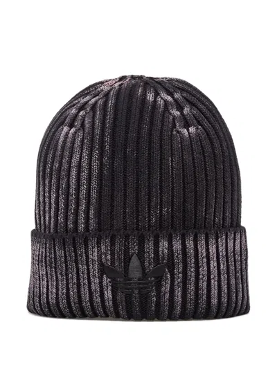 Adidas Originals Washed-effect Logo-embroidery Beanie In Black