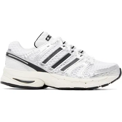 Adidas Originals White Adistar Control 5 Sneakers In Silver