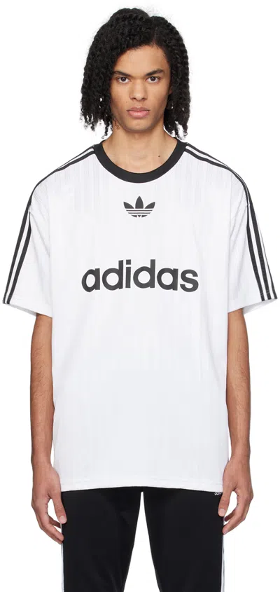 Adidas Originals White & Black Stripe T-shirt In White / Black
